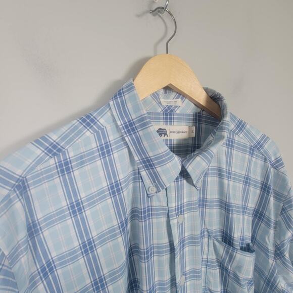 Onward Reserve Performance Mens XL Shirt Tailored Fit Plaid Button Down Blue - Picture 1 of 12